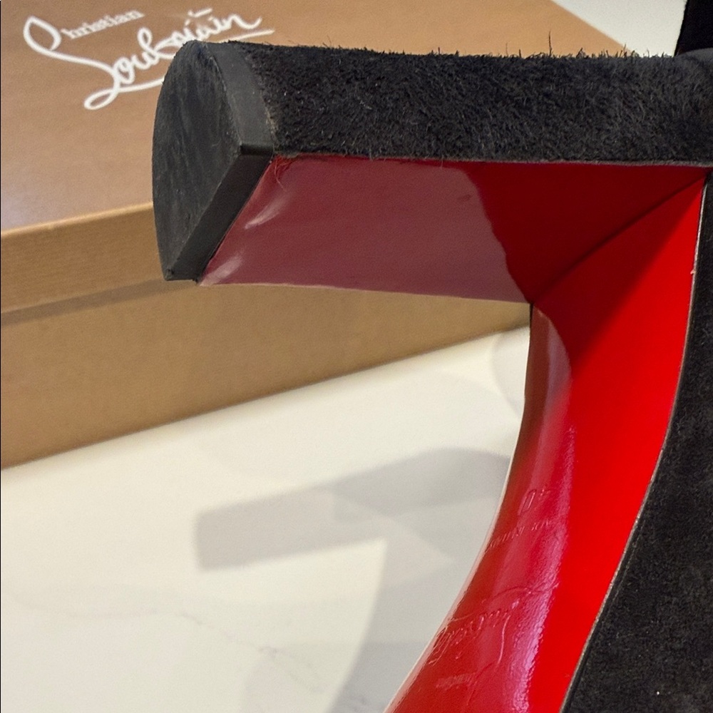Christian Louboutin Black Suede Ankle Boots with Signature Red Sole - Picture 5 of 5